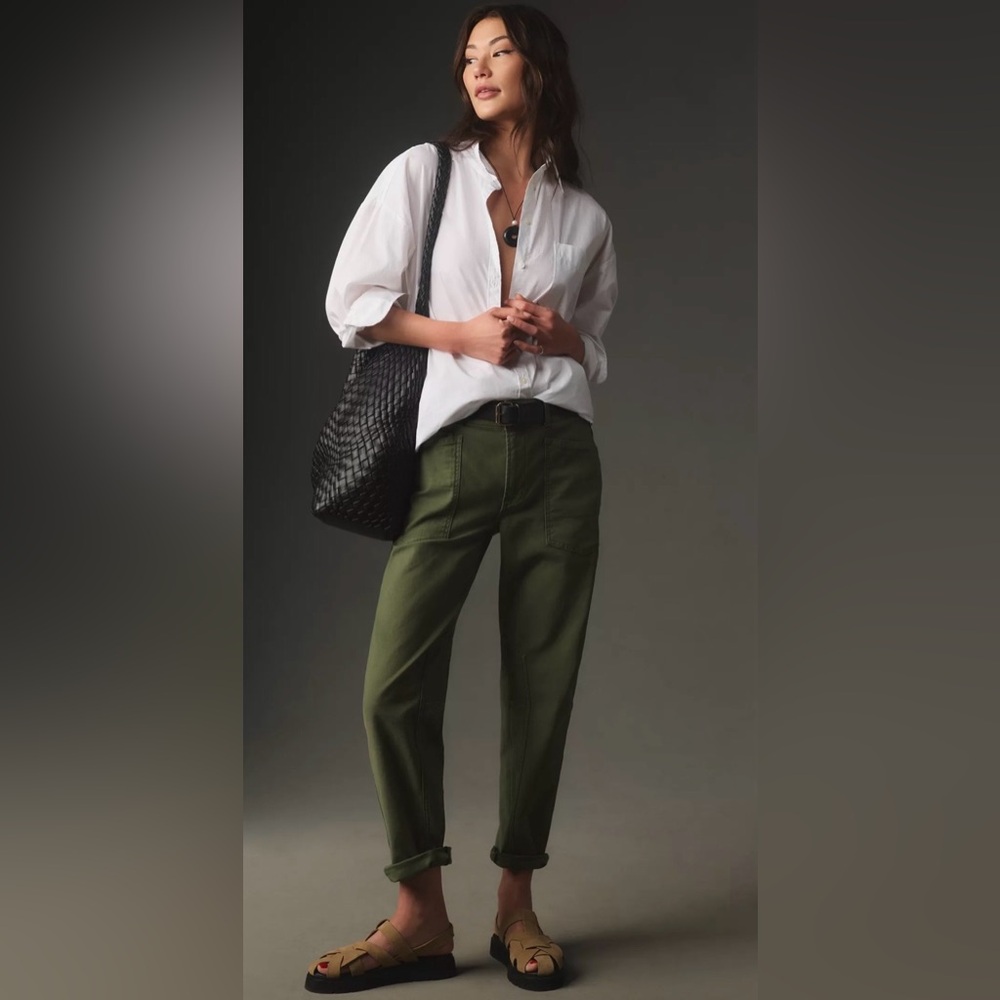 Anthropologie Pilcro The Wanderer Pants Green Utility Cargo Pants Size 23 EUC